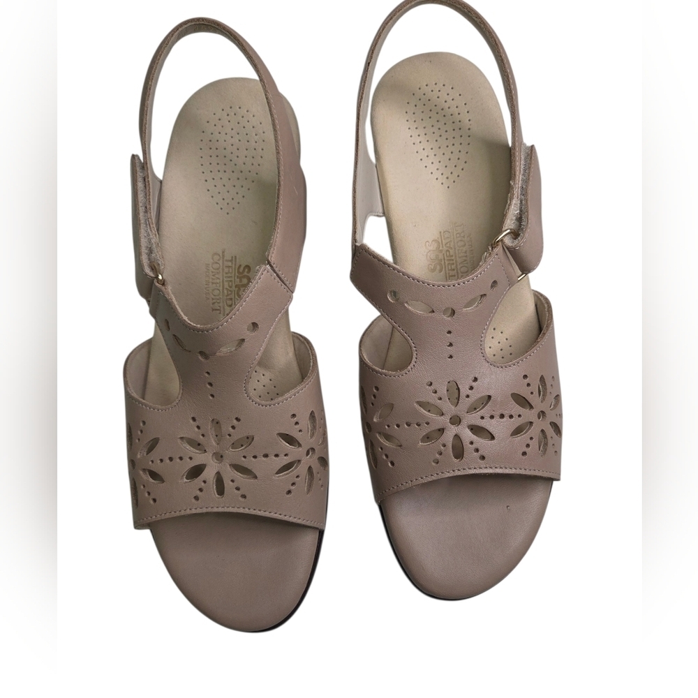 SAS Sunburst Beige Leather Sandals Size 9.5 M - Picture 2 of 8